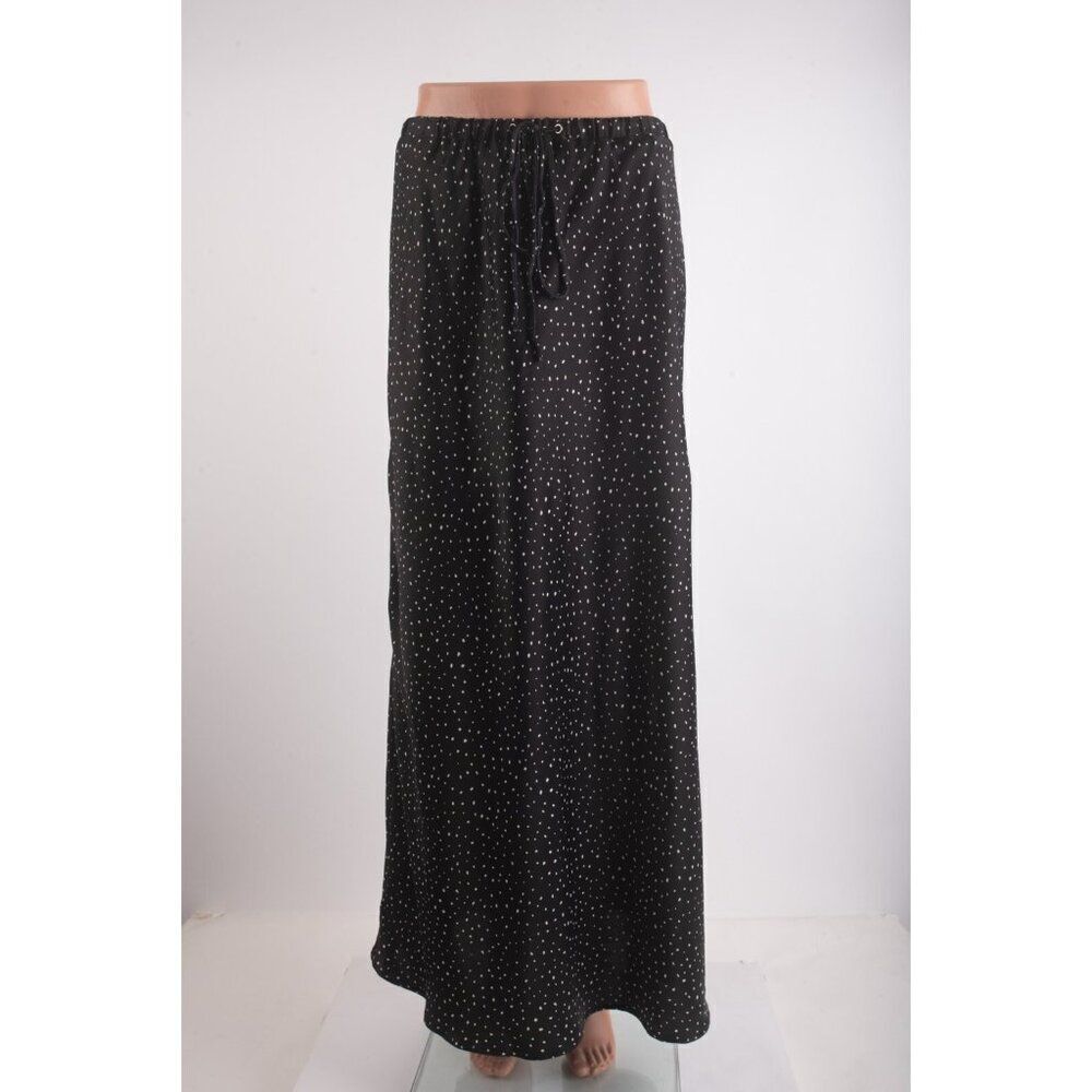 Zara Womans Midi Satin Skirt Size M Black White Dotted Printed 2180/119 NWT